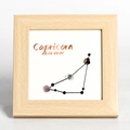 Capricorn zodiac crystal art in a light wood frame with polished natural gemstones - Capricorn