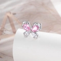 Silver butterfly cartilage piercing with pink and clear marquise zircons - Pink Butterfly (Single Piece)