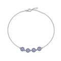 Silver S925 bracelet featuring four blue and white crystal evil eye charms - 925 Silver / White Gold Blue Zirconia (DY150282-S-W-BA)