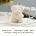 White rose bear scented candle with heart, English Pear and Freesia, 6x5x4cm - Small Heart Rose Bear / White / English Pear & Freesia