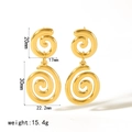 18K vergoldete Edelstahl-Doppelspiralohrringe mit Größen- und Gewichtsangaben - Gold Doppelspirale Drop Stil (TE6480-G)