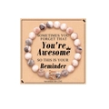 Natural zebra stone bead bracelet with crown charm on inspirational gift card message - Pink Zebra + Crown + Card