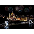 City night scratch art kit featuring Budapest Parliament with fireworks and bridge - Budapest
