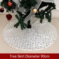 Christmas tree skirt with gold snowflake print on white fabric, 90cm diameter size - Diameter 90CM / White Gold Small Snowflake