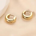 Orecchini a cerchio a C in acciaio inossidabile placcato oro 14K con finitura lucida - Stile Lucidato a Specchio (EU1353) / Oro