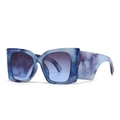 Modern oversized square sunglasses for women with blue marble pattern and gradient lenses - Blue Purple Marble