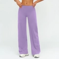 High-waisted wide leg yoga pants in light purple with elastic brushed fabric - S / Lilac Purple