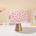 Pink semi-transparent mesh makeup bag with red heart pattern and silver zipper - Bright Red Heart Style