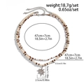 Double-layered coconut bead necklace with sun pendant for men featuring 47cm chain length - Silver