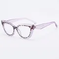 Cat eye blue light glasses with transparent purple TR90 frame and tortoise inner rim - Tortoise with Transparent Purple Frame