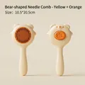 Cartoon bear pet brush for shedding in yellow and orange with one-click cleaning - Yellow & Orange