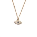 Dettaglio del ciondolo a forma di occhio greco dorato con gemma blu e zirconi incastonati - Occhio in Pavé di Zirconi-CN001112YS