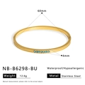 Dettaglio del bracciale in acciaio dorato 60mm con cristallo blu e dimensioni - Zirconia Blu (NB-B6298-BU)