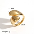 Irregular gold snake-style stainless steel ring with 18mm inner diameter and 8.5g weight - Adjustable Open / Abstract Streamline Style (TR4546)