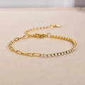 Bracciale a catena dorata con zirconi e catena di estensione con ciondolo a cuore - Oro/Zirconia Bianca