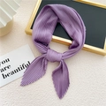 Elegant purple pleated square scarf for women made of lightweight fabric for daily decor - Purple