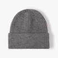 Classic dark grey ribbed knit beanie with cuffed design for winter warmth and comfort - Dark Gray