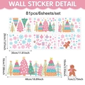 Rosa Weihnachtsbaum Wandaufkleber Set mit Schneeflocken und Lebkuchenmann Motiven - Rosa Weihnachten (UV24Y12594S_T) / 20*30cm