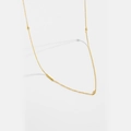 Golden S925 sterling silver letter necklace with rectangle bar and zircon charms - Letter I / 925 Sterling Silver Plated With 18k Gold