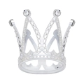 Exquisite silver alloy mini crown ring with sparkling white crystal stones on white background - 6-Diamond Finger Silver 01
