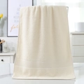 Absorbent cream-white cotton towel with honeycomb woven border on marble background - Cotton Elegant Cream (Towel)