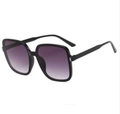 Fashionable oversized square sunglasses with black frame and purple gradient lenses - Black Frame Double Gray Lens