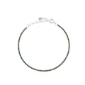 Tennis bracelet in S925 sterling silver with round cut green zircon stones and claw setting - 925 Silver / Platinum Green Stone