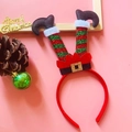 Serre-tête de Noël avec jambes d'elfe à paillettes festives et décor en tissu rouge - Serre-tête Chapeau d'Elfe
