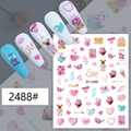 Valentine nail stickers with pink hearts and love motifs, model JO-2488 style - Style 2488