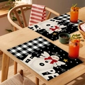 Detail of Nordic Christmas table mat with snowman and HOPE text on wooden surface - CD30-7 Hope Snowman
