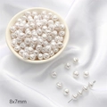 Unregelmäßige 8x7mm Perlen in Perlweiß für DIY Schmuck und Bastelprojekte - Stil 31 Kreiselform Klein 8x7mm Weiß 30 Stk./Packung