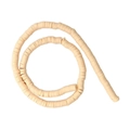 Close-up of cream polymer clay heishi beads for DIY jewelry making on white backdrop - Off-white