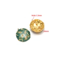 24mm gold plated stainless steel green enamel leaf pendant with clear gemstone charm - Round Dotted / 24mm / Green