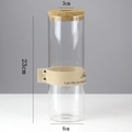Tall clear glass vase with cork stopper, leather handle, and 23cm height dimensions - Cylinder (8*23cm) with Beige Strap