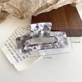 7.1cm medium square acetate hair claw clip with grey floral mosaic pattern for women - Medium / Marble Grey Medium