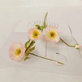 Artificial light pink poppy silk flower bouquet with green stem in a glass tube vase - Light Pink