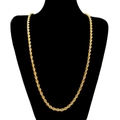 Classic golden stainless steel twist rope chain necklace displayed on a black bust mannequin - 3mm 20 Inch / Gold