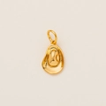 Detailed view of polished gold-plated copper cowboy hat pendant with mirror finish - Cowboy Hat