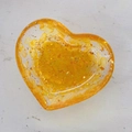 Handmade heart-shaped yellow resin tray with citrine chips and gold foil flakes - Heart / Yellow Citrine & Gold Foil