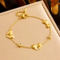 Gold plated stainless steel jewelry set featuring bow charms and zircon on gift box - Bowknot Bracelet (B1456)