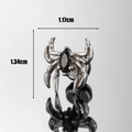 Gothic silver spider stud earring with black oval stone inlay, size 1.17cm by 1.34cm - Silver Spider Style (S317)