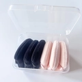 Storage case with 6 soft velvet round powder puffs in pink and black colors - 6pcs in Box / Black & Nude Mixed