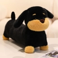 Cute black and yellow dachshund plush toy dog with soft long fur and cartoonish design - Black Mink-like Plush / 28cm
