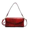 Borsa baguette retrò rossa leopardata con fibbia in metallo dorato e tracolla - Rosso
