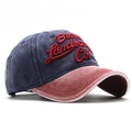 Gorra de béisbol Boston de denim lavado vintage con corona azul y visera color burdeos - Circunferencia 56-60cm / Azul marino