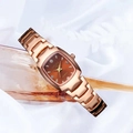 Elegant rose gold tonneau watch for women with brown sunray dial and quartz movement - Rose Gold (Brown Dial)