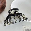 Pinza para el cabello de acetato de 4 mm con diseño de mármol negro y blanco elegante - 10cm / Mármol Blanco y Negro