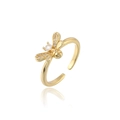 Anello aperto a forma di ape dorata con zirconi brillanti e fascia regolabile - Piccola Ape con Zirconi Incastonati (10564) / Oro