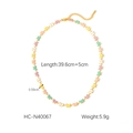 Collier papillon doré avec charms en émail coloré et chaîne ajustable de 39,6+5cm de long - Collier Papillon Multicolore(HC-N40067)