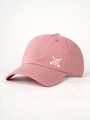 Close-up of pink baseball cap featuring white golf embroidery and cotton twill texture - Adjustable / Deep Pink